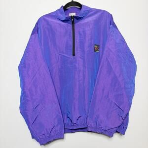 Vintage Surf Style Purple Windbreaker Pullover Jacket 90s Retro 1/4 Zip